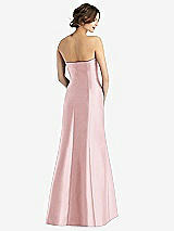 Rear View Thumbnail - Ballet Pink Strapless Satin Trumpet Gown with Front Slit