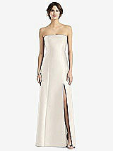 Front View Thumbnail - Ivory Strapless Satin Trumpet Gown with Front Slit