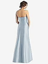Rear View Thumbnail - Mist Strapless Satin Trumpet Gown with Front Slit