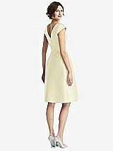 Rear View Thumbnail - Butter Yellow Cap Sleeve Pleated Cocktail Dress with Pockets