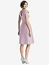 Rear View Thumbnail - Suede Rose Cap Sleeve Pleated Cocktail Dress with Pockets