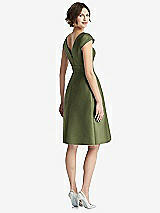 Rear View Thumbnail - Olive Green Cap Sleeve Pleated Cocktail Dress with Pockets