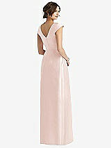 Rear View Thumbnail - Blush Cap Sleeve Pleated Skirt Dress with Pockets