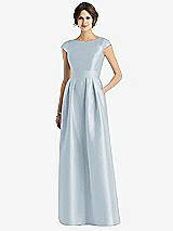 Front View Thumbnail - Mist Cap Sleeve Pleated Skirt Dress with Pockets