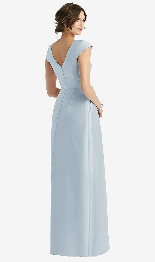 Back View - Mist Cap Sleeve Pleated Skirt Dress with Pockets
