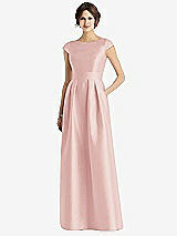 Front View Thumbnail - Rose Cap Sleeve Pleated Skirt Dress with Pockets