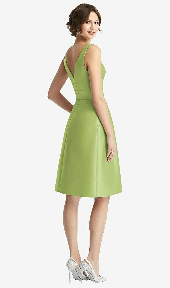 Back View - Mojito V-Neck Pleated Skirt Cocktail Dress with Pockets