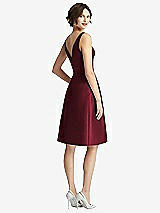 Rear View Thumbnail - Cabernet V-Neck Pleated Skirt Cocktail Dress with Pockets