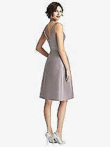 Rear View Thumbnail - Cashmere Gray V-Neck Pleated Skirt Cocktail Dress with Pockets
