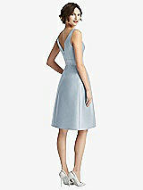 Rear View Thumbnail - Mist V-Neck Pleated Skirt Cocktail Dress with Pockets