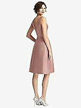 Rear View Thumbnail - Neu Nude V-Neck Pleated Skirt Cocktail Dress with Pockets