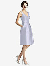 Front View Thumbnail - Silver Dove V-Neck Pleated Skirt Cocktail Dress with Pockets