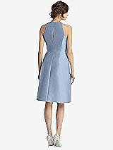Rear View Thumbnail - Cloudy High-Neck Satin Cocktail Dress with Pockets