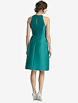 Rear View Thumbnail - Jade High-Neck Satin Cocktail Dress with Pockets