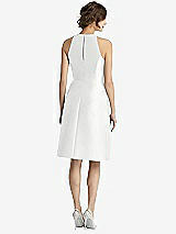 Rear View Thumbnail - White High-Neck Satin Cocktail Dress with Pockets