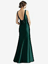 Rear View Thumbnail - Evergreen Sleeveless Satin Trumpet Gown with Bow at Open-Back