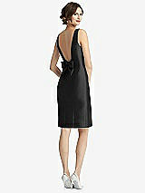 Front View Thumbnail - Black Bow Open-Back Satin Cocktail Dress with Front Slit