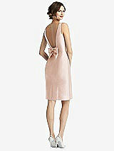 Front View Thumbnail - Cameo Bow Open-Back Satin Cocktail Dress with Front Slit