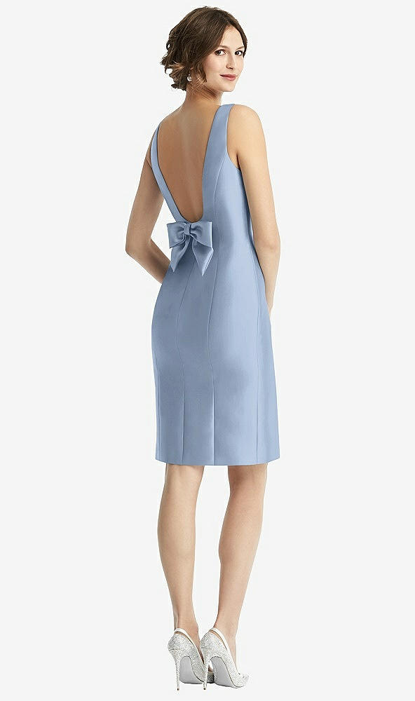 Front View - Cloudy Bow Open-Back Satin Cocktail Dress with Front Slit