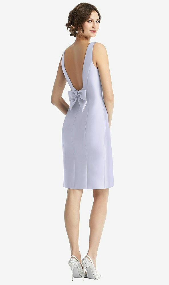 Front View - Silver Dove Bow Open-Back Satin Cocktail Dress with Front Slit
