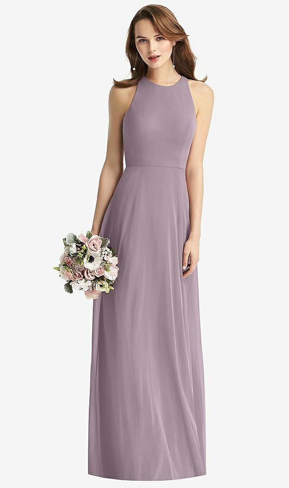 Front View - Lilac Dusk Sleeveless Halter Chiffon Maxi Dress