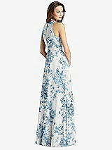 Rear View Thumbnail - Cottage Rose Dusk Blue Sleeveless Halter Chiffon Maxi Dress