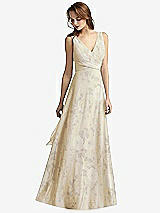 Front View Thumbnail - Butter Yellow Floral Sleeveless V-Neck Chiffon Wrap Dress