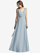 Front View Thumbnail - Mist Sleeveless V-Neck Chiffon Wrap Dress