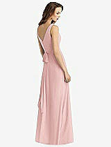 Rear View Thumbnail - Rose Sleeveless V-Neck Chiffon Wrap Dress