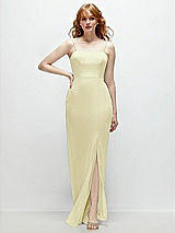 Front View Thumbnail - Butter Yellow Tie-Back Cutout Trumpet Gown with Front Slit