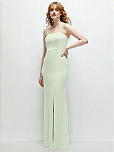 Rear View Thumbnail - Mint Green Tie-Back Cutout Trumpet Gown with Front Slit