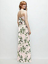 Alt View 1 Thumbnail - Palm Beach Print Tie-Back Cutout Trumpet Gown with Front Slit