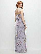Alt View 1 Thumbnail - Butterfly Botanica Silver Dove Tie-Back Cutout Trumpet Gown with Front Slit