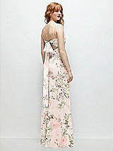 Alt View 1 Thumbnail - Blush Garden Tie-Back Cutout Trumpet Gown with Front Slit