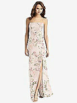 Alt View 2 Thumbnail - Blush Garden Tie-Back Cutout Trumpet Gown with Front Slit