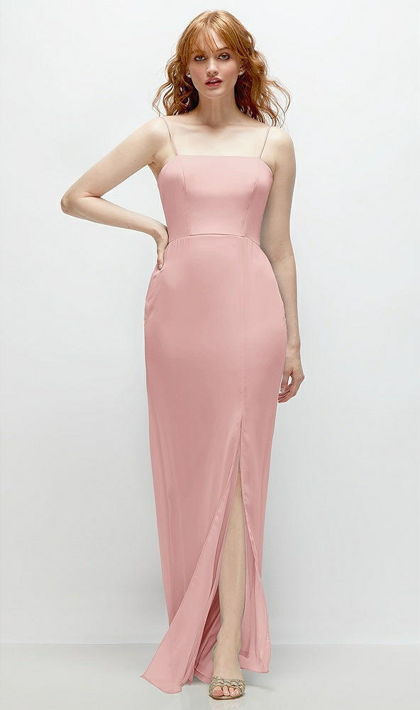 Front View - Rose Tie-Back Cutout Trumpet Gown with Front Slit