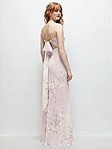 Alt View 1 Thumbnail - Watercolor Print Tie-Back Cutout Trumpet Gown with Front Slit