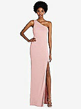 Front View Thumbnail - Rose One-Shoulder Chiffon Trumpet Gown