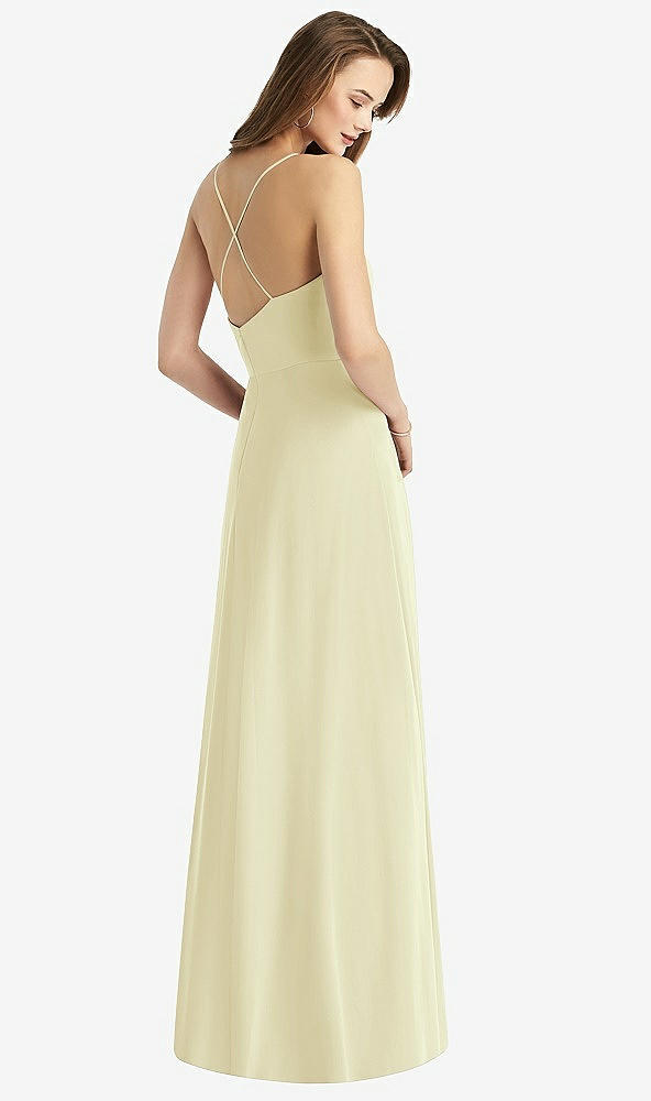 Back View - Butter Yellow Cowl Neck Criss Cross Back Maxi Dress