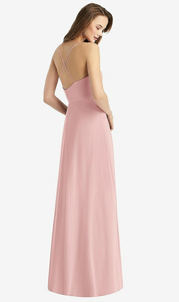 Back View - Rose Cowl Neck Criss Cross Back Maxi Dress
