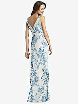 Rear View Thumbnail - Cottage Rose Dusk Blue Sleeveless V-Back Long Trumpet Gown