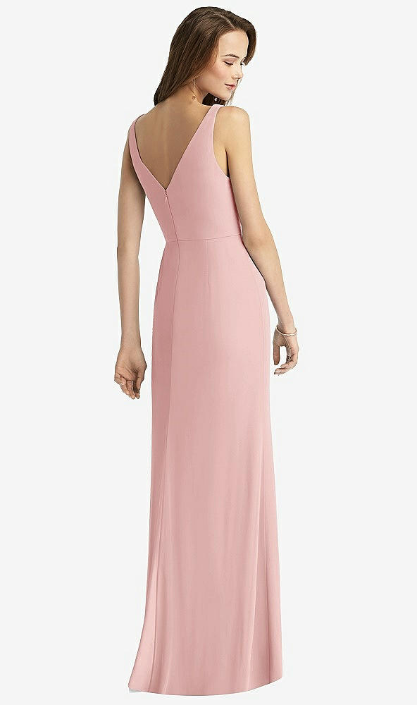 Back View - Rose Sleeveless V-Back Long Trumpet Gown