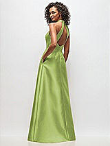 Rear View Thumbnail - Mojito High-Neck Cutout Satin Dress with Pockets