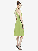 Rear View Thumbnail - Mojito High-Neck Open-Back Satin Cocktail Dress