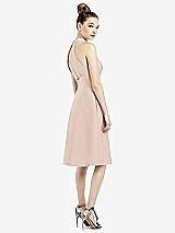 Rear View Thumbnail - Cameo High-Neck Open-Back Satin Cocktail Dress