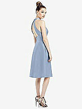 Rear View Thumbnail - Cloudy High-Neck Open-Back Satin Cocktail Dress