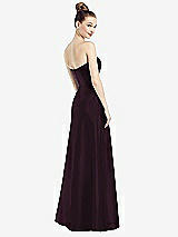 Rear View Thumbnail - Deep Plum Strapless Notch Satin Gown with Pockets