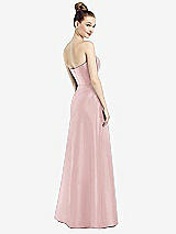 Rear View Thumbnail - Ballet Pink Strapless Notch Satin Gown with Pockets