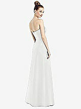 Rear View Thumbnail - White Strapless Notch Satin Gown with Pockets