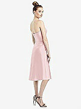 Rear View Thumbnail - Ballet Pink Strapless Notch Satin Cocktail Dress with Pockets